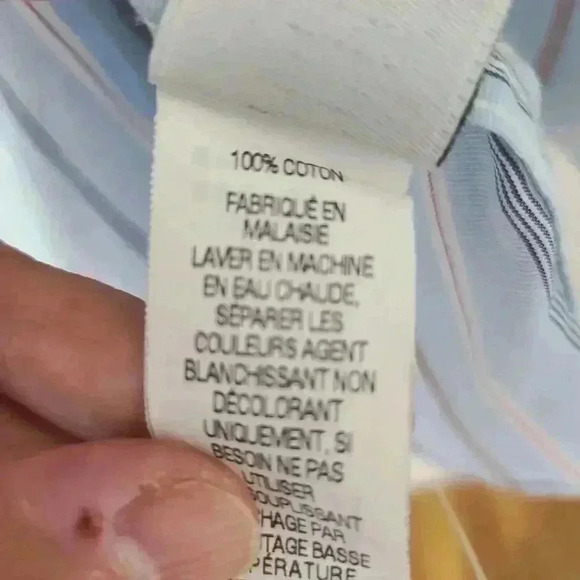 L.L.Bean Mens Blue Stripe Long Sleeve Button Down Shirt Trim Fit Size Large - Picture 6 of 7